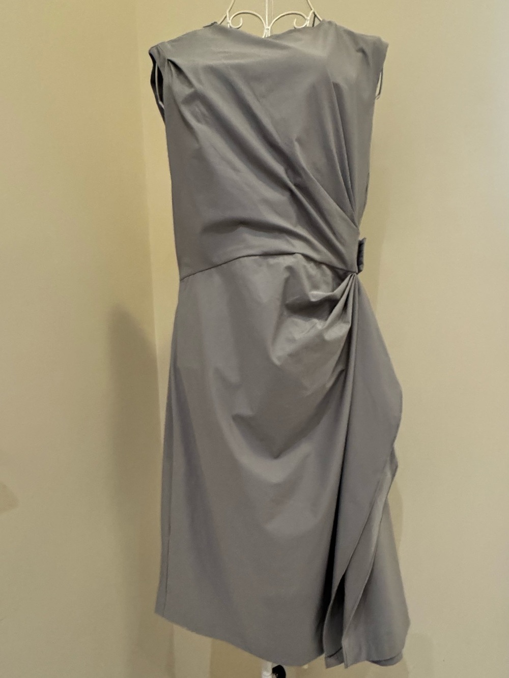 Diane Von Furstenberg Soft Gray Draped Mini Dress Size 10 NWT